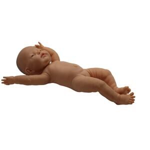 Berjusa Baby Doll Nude Lifelike Caucasian 16” Vinyl w/ Open Blue Eyes